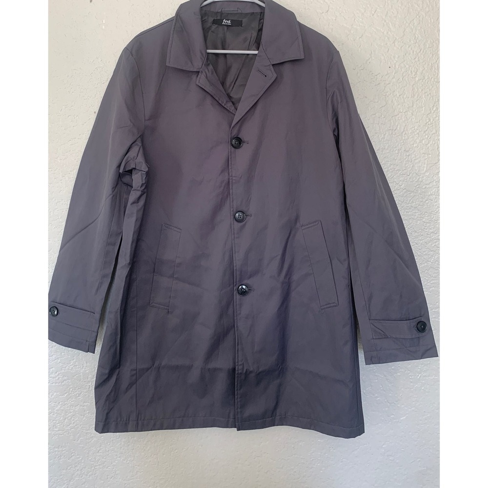 Find Mens Grey Trench Coat Slim Fit Button Front Overcoat Jacket Large M18